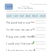 Spelling -ock Words - 1st Grade Spelling Worksheets | All Kids Network