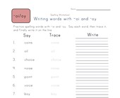 spelling worksheets for words with oi and oy pattern all kids network