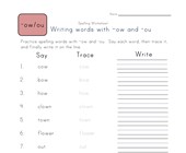 Spelling Worksheets For Words With Ow And Ou Pattern All Kids