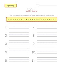 spelling words alphabetical order