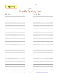 blank spelling word list