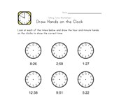 kid timetable worksheet Draw Hands on Clock - One Minute Intervals