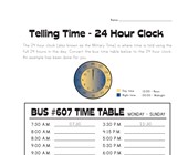 kid timetable worksheet Convert 12 to 24 Hour Clock