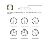 kid timetable worksheet Telling Time Worksheet - 30 Minute Intervals