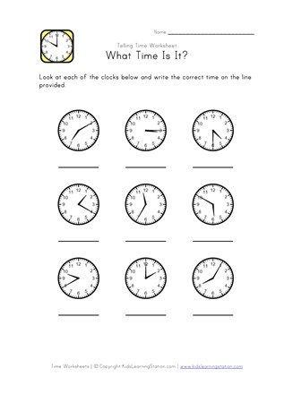 Telling Time to 5 minutes Worksheets