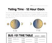 kid timetable worksheet Convert 24 to 12 Hour Clock