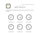 kid timetable worksheet What Time Is It? - 1 Minute Intervals