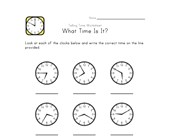 kid timetable worksheet What Time Is It? - 5 Minute Intervals
