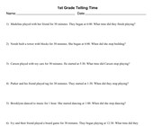 kid timetable worksheet Time Word Problems With 8 Problems Per Page, Letter Page Size, Solution Appended