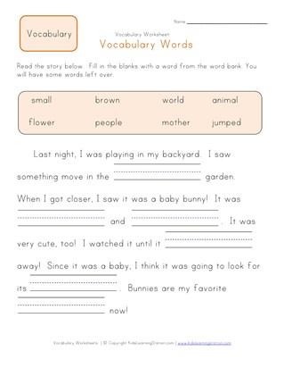 first grade vocabulary worksheets all kids network 1st grade vocabulary