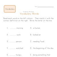 Worksheets 1st Grade Vocabulary Words And Definitions first grade vocabulary worksheets all kids network