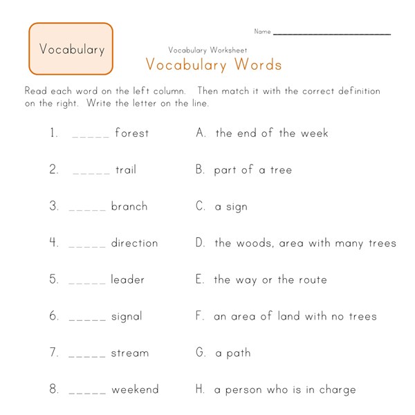 2nd for grade vocabulary worksheet 2nd » Worksheets Grade  2nd  Printable Grade Vocabulary