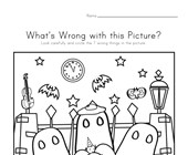 halloween reading worksheets for kindergarten What's Wrong with the Picture - Halloween