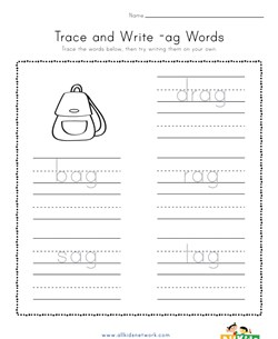 Trace and Write -ag Words