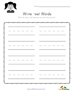 -eel Words Worksheet