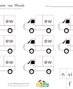 Word Family Cut and Paste -ew Words