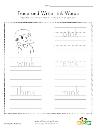 Trace and Write -ink Words