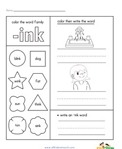 -ink Word Family Worksheet