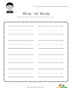 -ink Words Worksheet
