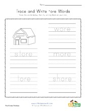 -ore Word Family Worksheets | All Kids Network