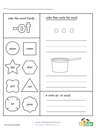 ot Word Family Worksheet | All Kids Network