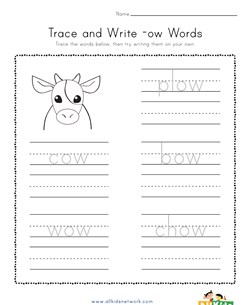 Trace and Write -ow Words