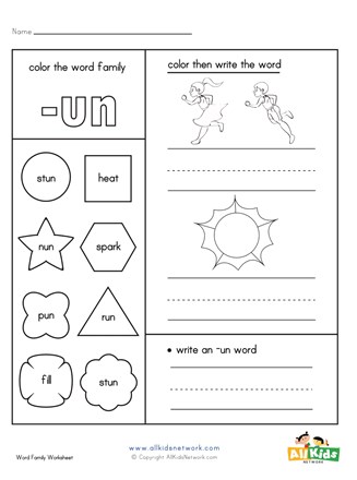 un Word Family Worksheet | All Kids Network