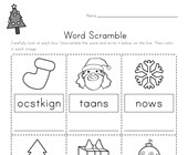 free printable worksheets for kindergarten christmas Christmas Word Scramble Worksheet