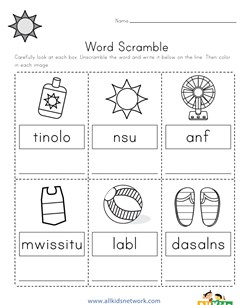 Summer Word Scramble Worksheet