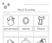 worksheet winter activities Winter Word Scramble Worksheet