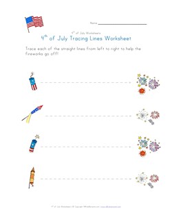 july 4th tracing lines worksheet