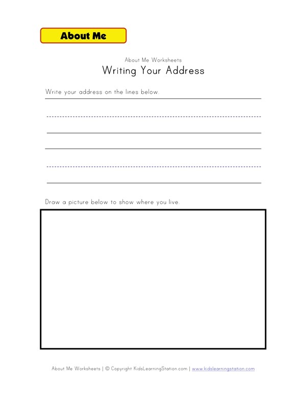 writing your address worksheet all kids network