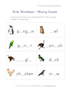 missing letters birds worksheet