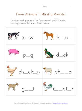 Farm Animals - Spelling Practice Worksheet | All Kids Network