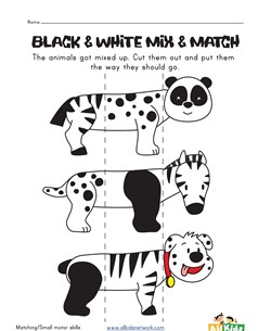 animal mix and match worksheet