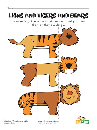 animal mix and match worksheet