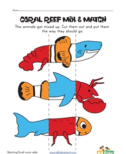 ocean animal mix and match worksheet