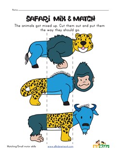 safari animal mix and match worksheet