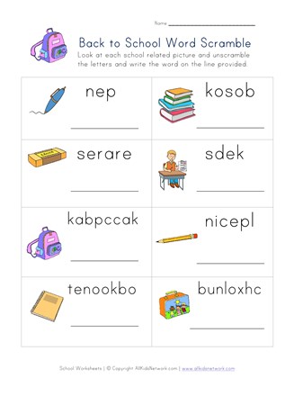 Back To School Word Scramble Worksheet All Kids Network