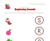free printable worksheets for kindergarten christmas christmas beginning sounds worksheet