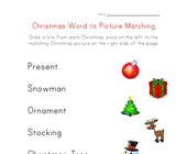free printable worksheets for kindergarten christmas christmas word matching worksheet