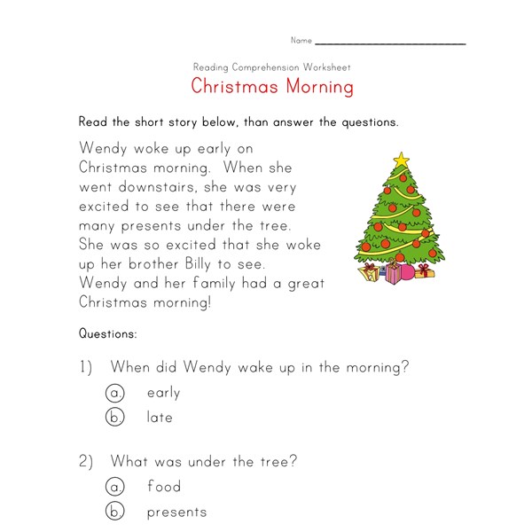 Worksheets Christmas Reading Comprehension Worksheets christmas reading worksheet all kids network