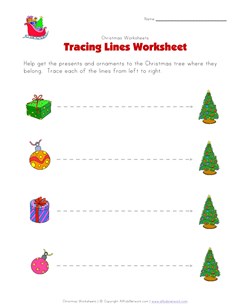 christmas tracing lines worksheet