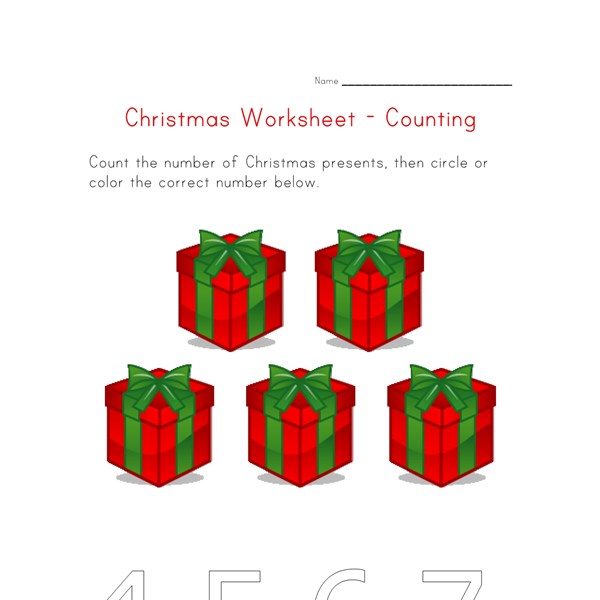 Kids Christmas Number Worksheet - Count to Five | All Kids Network