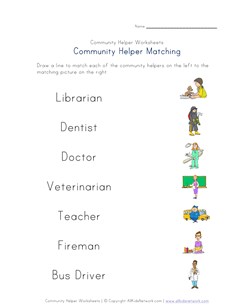 community helpers matching worksheet