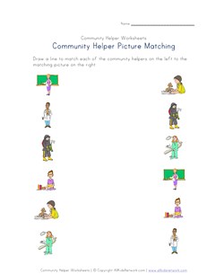 community helpers picture matching worksheet