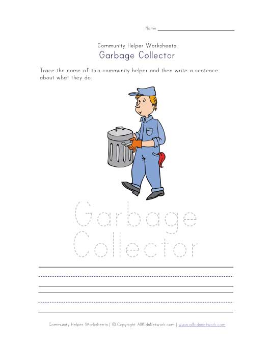 Garbage Collector Community Helper Worksheet