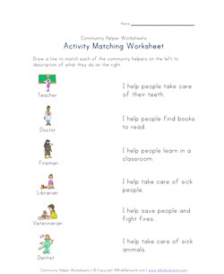 community helpers activity matching worksheet