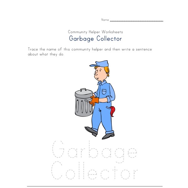Garbage Collector Community Helper Worksheet | All Kids Network