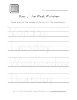 Days Of The Week Cursive Handwriting Worksheets